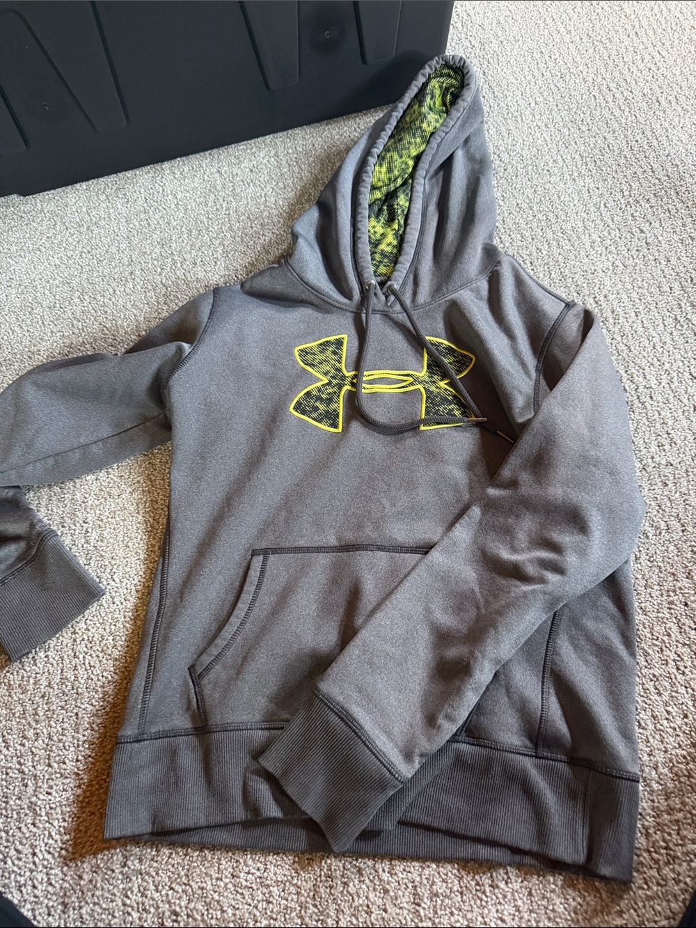 Under Armour Gray Hoodie with Neon Green Logo